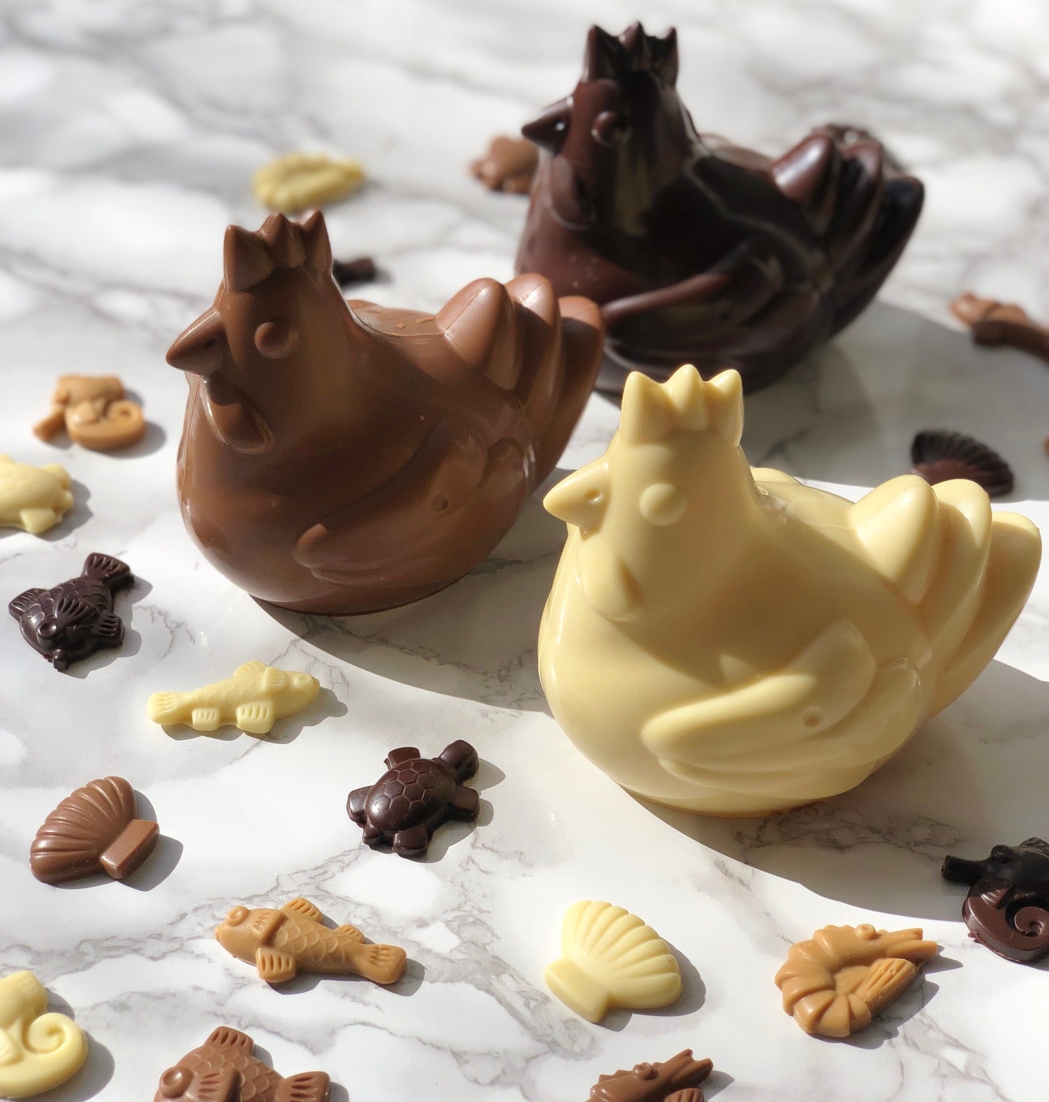 Moulage de Pâques Poule & sa Friture en Chocolat l'atelier de l'alouette