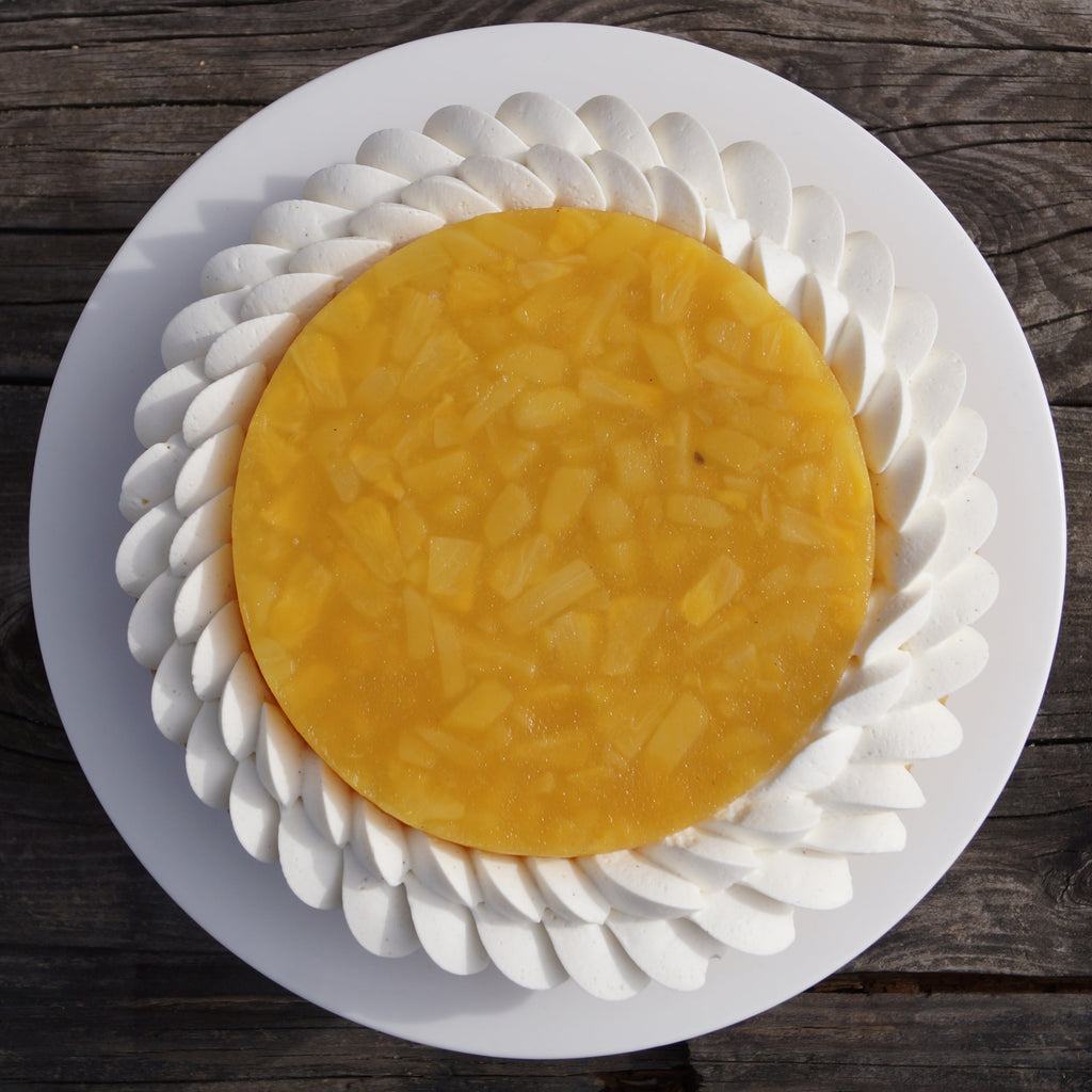 Tarte Ananas Mangue Passion, Sablé Breton, Ganache Montée Vanille de Madagascar l'atelier de l'alouette