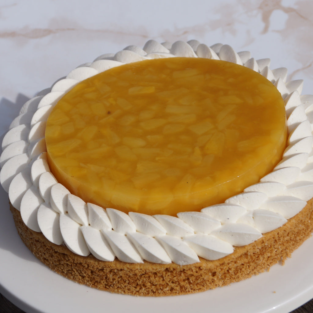 Tarte Ananas Mangue Passion, Sablé Breton, Ganache Montée Vanille de Madagascar l'atelier de l'alouette